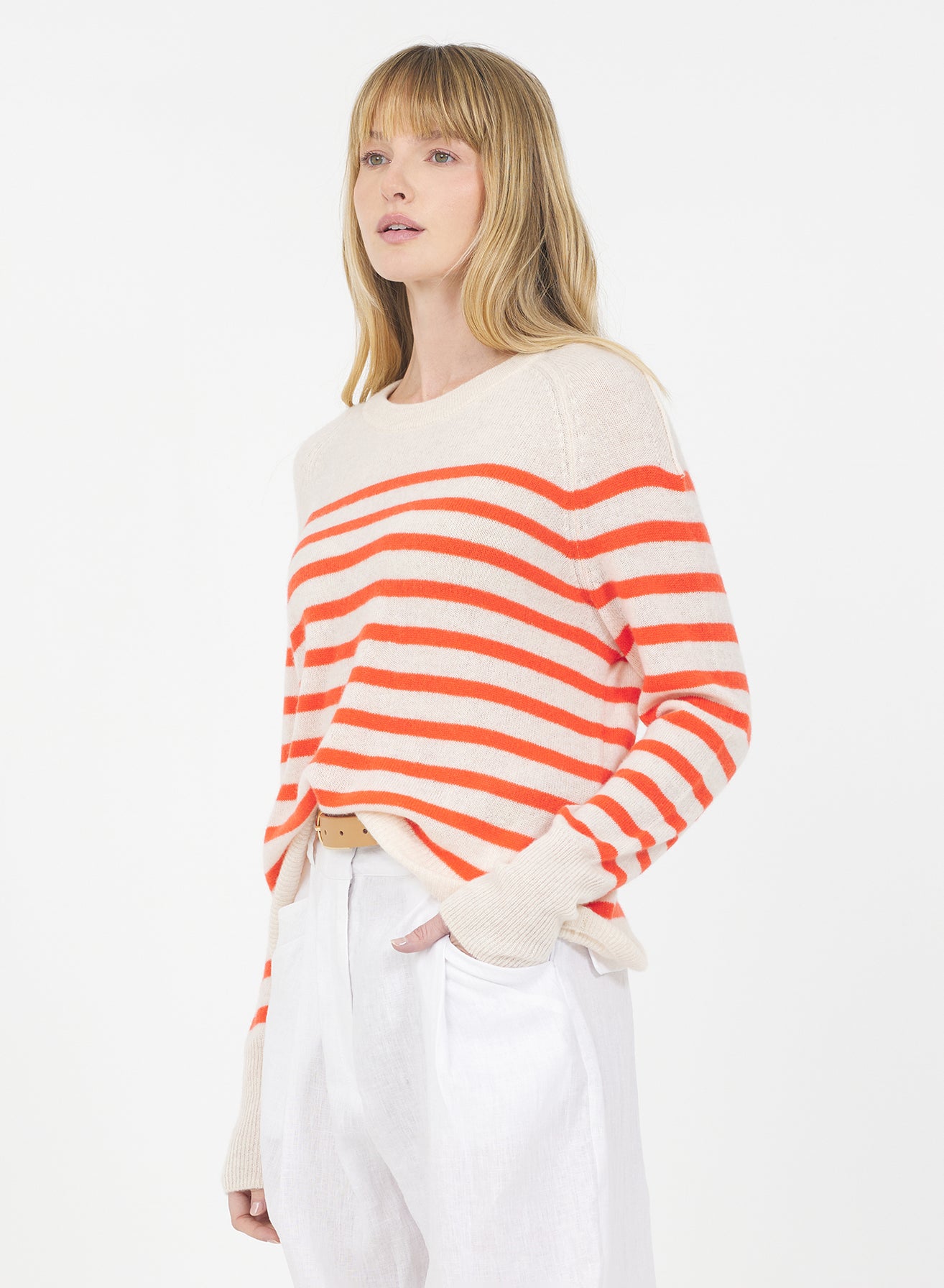 Sloane Cashmere Pullover - Cream Combo – One Grey Day