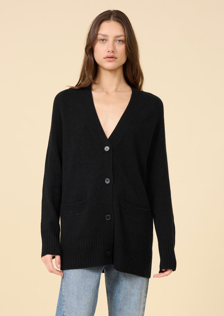 Morgan Cashmere Cardigan Black One Grey Day