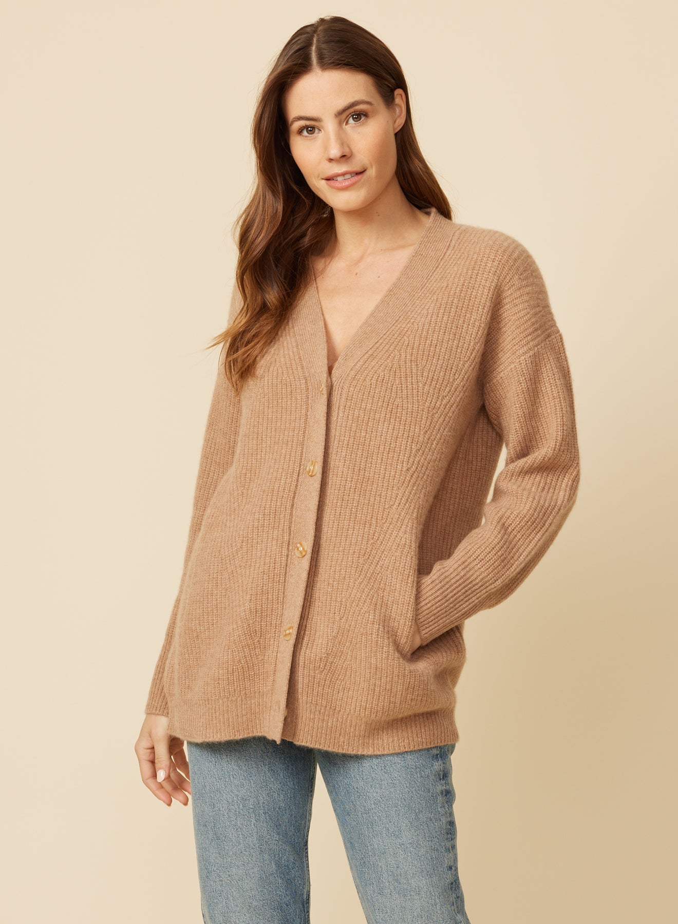 Newport Cashmere Cardigan - Camel – One Grey Day